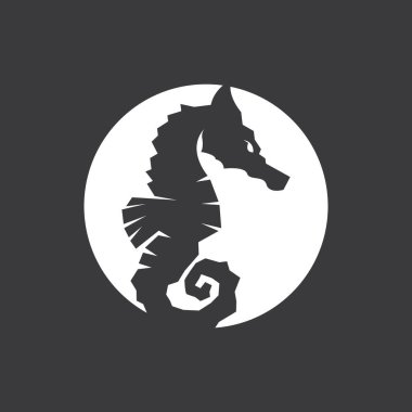 Deniz atları balık simgesi ve sembol vektör şablonu çizimi