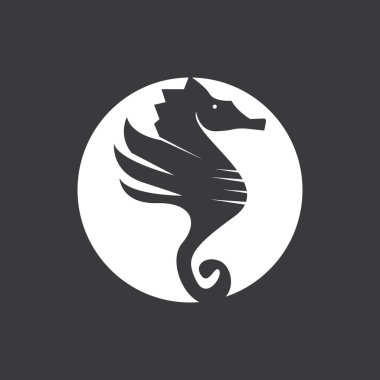 Deniz atları balık simgesi ve sembol vektör şablonu çizimi