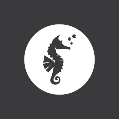 Deniz atları balık simgesi ve sembol vektör şablonu çizimi