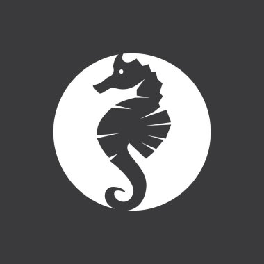 Deniz atları balık simgesi ve sembol vektör şablonu çizimi