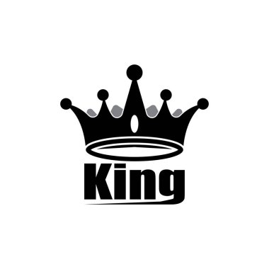 Crown King Simgesi ve Sembol Vektör Şablonu