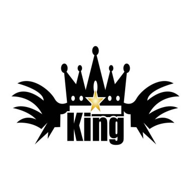 Crown King Simgesi ve Sembol Vektör Şablonu