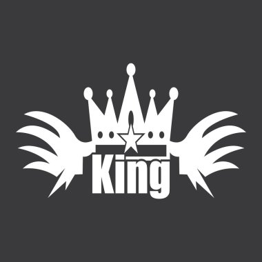 Crown King Simgesi ve Sembol Vektör Şablonu