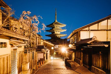 Old town Kyoto during sakura season in Japan clipart