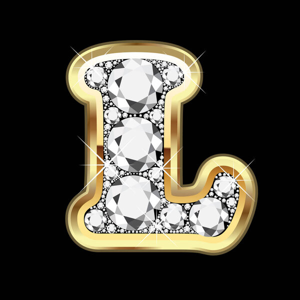 L gold and diamond bling bling illustration image