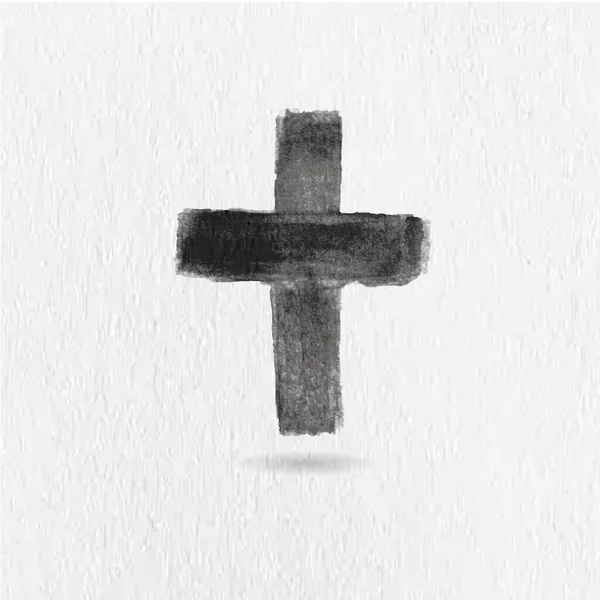 Symbol Popiołu Środa Popielcowa Krzyż Religia Akwarela Symbol Obrazu Pustą — Zdjęcie stockowe
