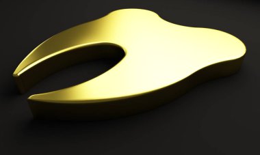 Gold tooth 3D image banner background template for a dentist optometrist id business card logo graphic design element web illustration postcard render