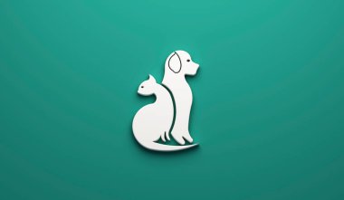 3D Logo Köpeği ve kedi siluetleri ikon web resim grafiksel çizim illüstrasyonuName
