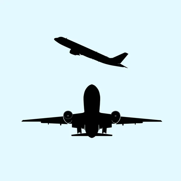 Aircraft Flying Icon Silhouette Black Graphic Design Illustration — Stock Vector