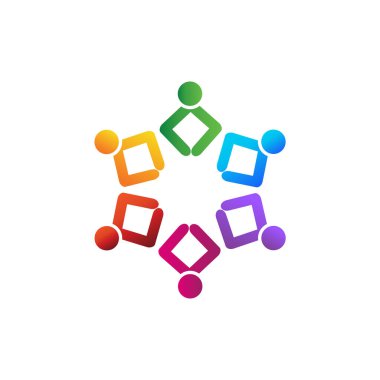 Logo takım çalışması iş birliği renkli simge logotları ile tanışma kimlik kartviziti web resim tasarımı