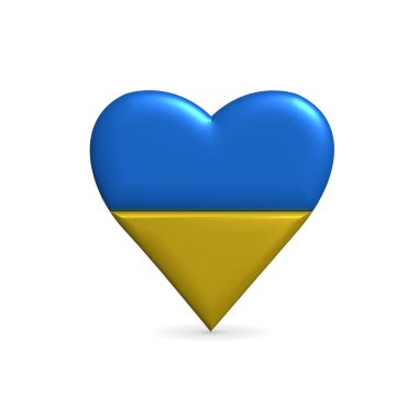 Aşk dolu bir kalp şeklinde Ukrayna bayrağı 3 boyutlu resim grafiksel tasarım arka plan şablonu. İş sunumları, eğitim materyalleri, vatansever temalar, pazarlama kampanyaları, posterler, çıkartmalar için ideal. 
