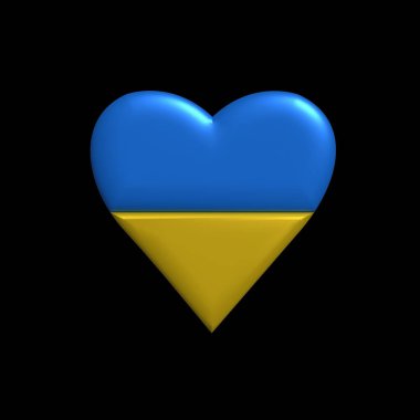 Aşk dolu bir kalp şeklinde Ukrayna bayrağı. Grafik tasarımı, siyah arkaplan şablonu. İş sunumları, eğitim materyalleri, vatansever temalar, pazarlama kampanyaları, posterler, çıkartmalar için ideal. 