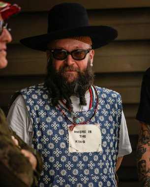 FLORENCE, Italya- 16 Haziran 2022: Michael Pretolani Floransa 'da sokakta.