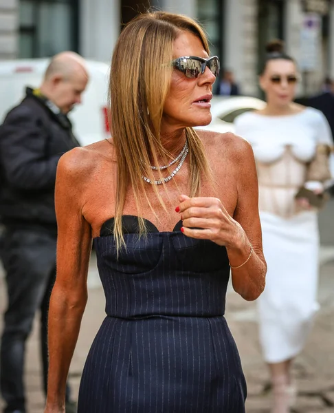 MILAN, Italy- 22 Eylül 2022: Anna Dello Russo Milano 'da sokakta.