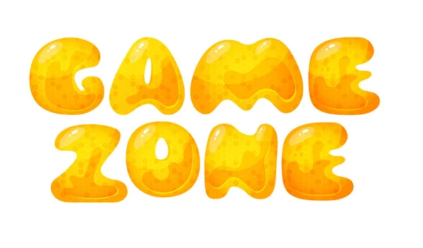 Kids Zone Vector Cartoon Banner Honey Letters Childrens Playroom Decoration — Archivo Imágenes Vectoriales