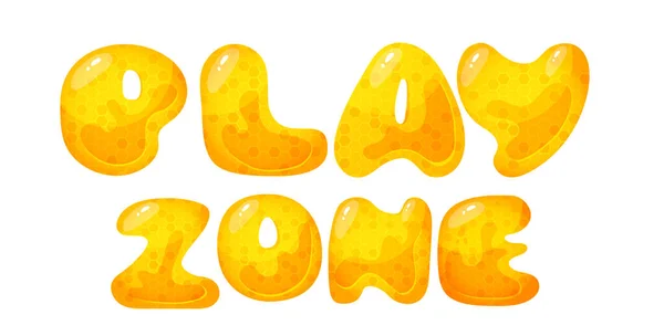 Kids Zone Vector Cartoon Banner Honey Letters Childrens Playroom Decoration — 스톡 벡터