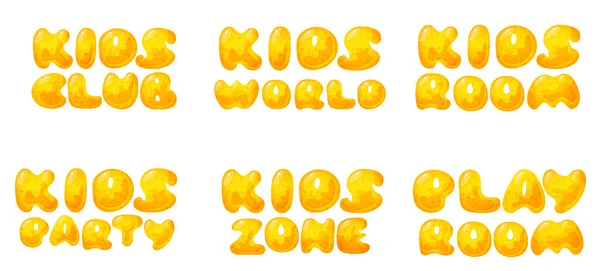 Kids Zone Vector Cartoon Banner Honey Letters Childrens Playroom Decoration —  Vetores de Stock