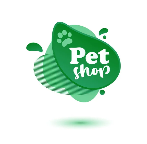 Sällskapsdjur Vänlig Tagg Grön Etikett Och Klistermärke Med Droppar Tass — Stockfoto