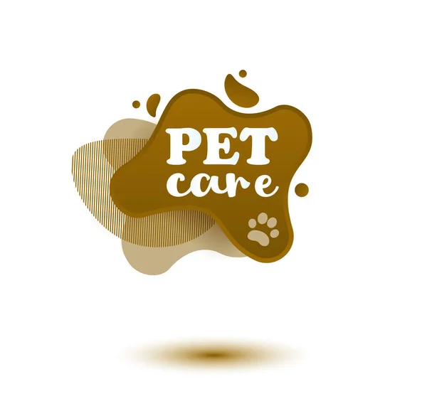 Pet Friendly Tag Brown Label Stikers Emblem Drops Paw Web — Stock Vector