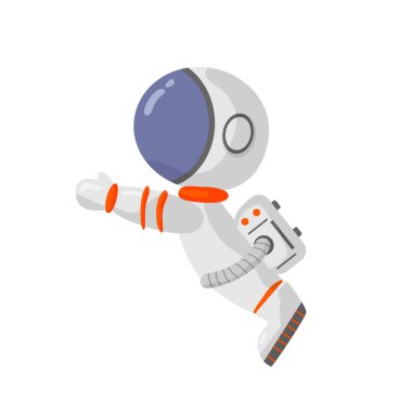 Astronot ve uzay elementleri. Tasarım, posterler, arka plan astronotları ve uzay için galaksi. Gezegen, kuyruklu yıldız, galaksi, yabancılaşma