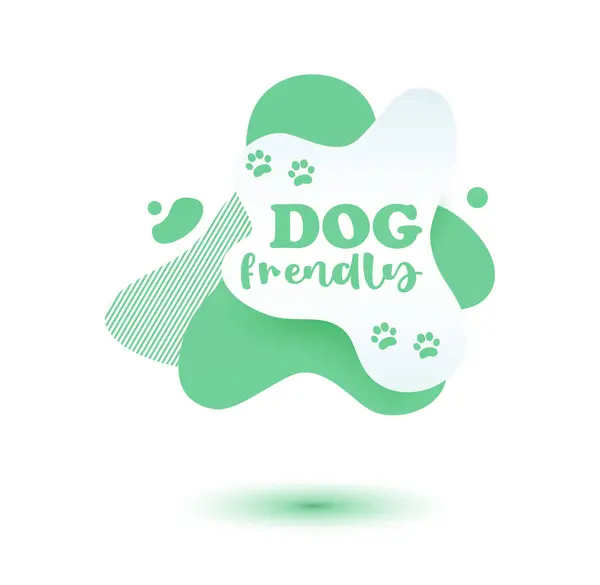 Sällskapsdjur Vänlig Tagg Grön Etikett Och Klistermärke Med Droppar Tass — Stock vektor