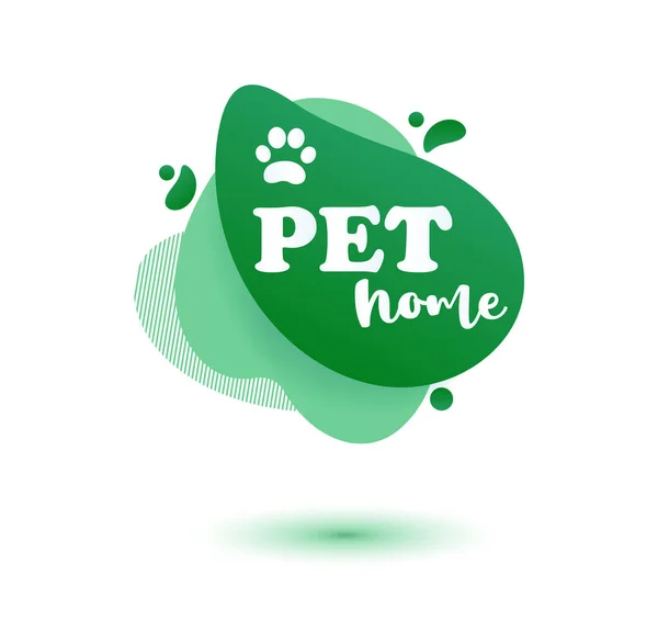 Pet Friendly Tag Green Label Stikers Emblem Drops Paw Web — Stock Vector