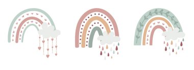 Boho bebek gökkuşağı seti. Projeniz için boho renk gökkuşağı