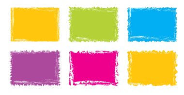 Tırtıklı dikdörtgen. Parlak renkli, basit şekiller. Dikdörtgen kağıt şablonu pürüzlü ve pürüzlü