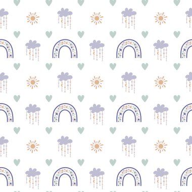 Boho bebek gökkuşağı pürüzsüz desen. Projeniz için Boho renk gökkuşağı arkaplanı.
