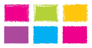 Tırtıklı dikdörtgen. Parlak renkli, basit şekiller. Dikdörtgen kağıt şablonu pürüzlü ve pürüzlü