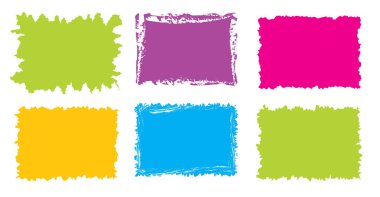 Tırtıklı dikdörtgen. Parlak renkli, basit şekiller. Dikdörtgen kağıt şablonu pürüzlü ve pürüzlü