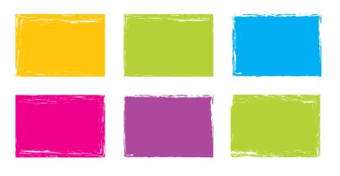 Tırtıklı dikdörtgen. Parlak renkli, basit şekiller. Dikdörtgen kağıt şablonu pürüzlü ve pürüzlü