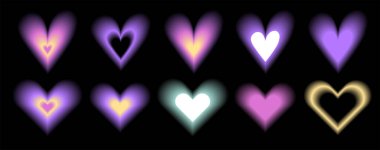 Y2k aura 'yı ayarla. Bulanık kalp, kelebek ve y2k tarzında aura ile yıldızlar.