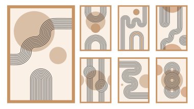 Zen kemer seti, basit çizgi kemer ve şekiller. Geometrik Japon zen deseni minimum elementler. Boho tarzı şeritler