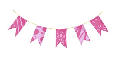 Bunting çelenk karalama. Bayrakların doğum günü çelengi. Festival veya Noel partisi sınır süslemesi