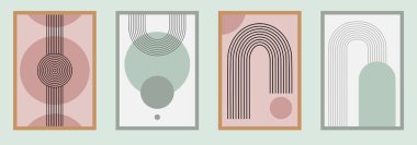 Zen kemer seti, basit çizgi kemer ve şekiller. Geometrik Japon zen deseni minimum elementler. Boho tarzı şeritler