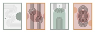 Zen kemer seti, basit çizgi kemer ve şekiller. Geometrik Japon zen deseni minimum elementler. Boho tarzı şeritler