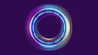 Bilim kurgu hologram detayları ve minimum arkaplanı olan enerji tabanlı portal platformu.