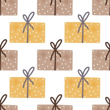 Kusursuz bir Noel deseni. Paket kağıdı, kumaş, tekstil için yeni yıl arkaplan vektör çizimi