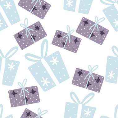 Kusursuz bir Noel deseni. Paket kağıdı, kumaş, tekstil için yeni yıl arkaplan vektör çizimi