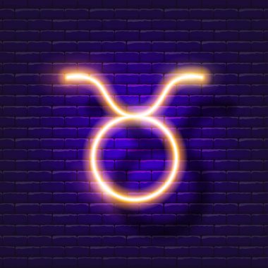 Boğa burcu işareti neon simgesi. Astrolojik burç işaretleri parlıyor.