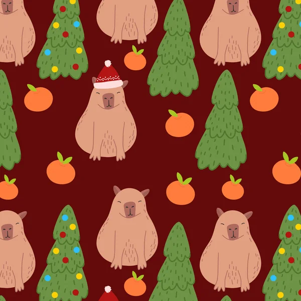 Capybara pürüzsüz desen. Kumaş, çocuk kıyafeti, ambalaj kağıdı, çocuk tekstili için Capibara vektör illüstrasyonu