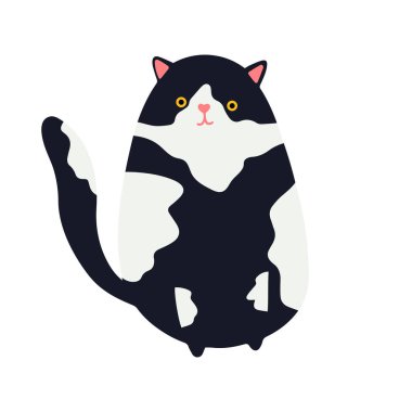 Komik Noel kedisi. Çelenkli şirin kedi resimleri, Noel ağacı, hediye kutusu. Pankart, davet, kart, selamlama, pankart, kapak için uygun tasarım