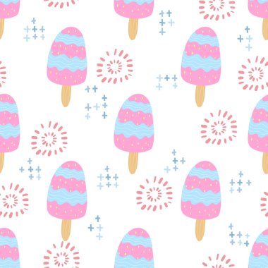 Dondurma izi yok. Tasarım, tekstil, kumaş, bebek kıyafetleri için vektör arkaplan.