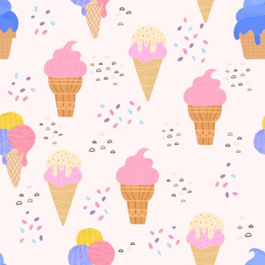 Dondurma izi yok. Tasarım, tekstil, kumaş, bebek kıyafetleri için vektör arkaplan.