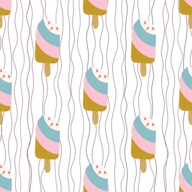 Dondurma izi yok. Tasarım, tekstil, kumaş, bebek kıyafetleri için vektör arkaplan.