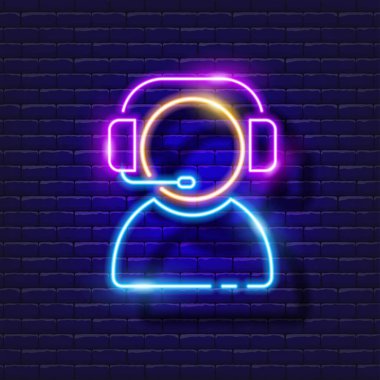 Uzaktan öğrenme, destek, e-öğrenme, online eğitim ikonu. Neon parlayan vektör illüstrasyonu