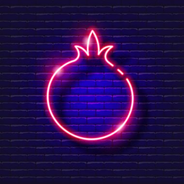 Pomegranate for Rosh Hashanah neon sign. Vector illustration Jewish New Year