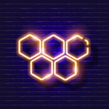 Honeycombs neon sign. Vector illustration for Rosh Hashanah. Jewish culture