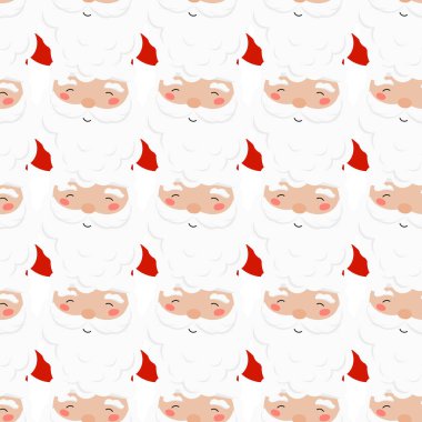 Noel Baba Ho Ho Ho 'nun düz bir tarzı var. Kutlama kağıdı, kapak, kumaş ve tekstil tasarımları için vektör arkaplanı. Tebrik kartları. Noel ve Yeni Yıl kavramı.